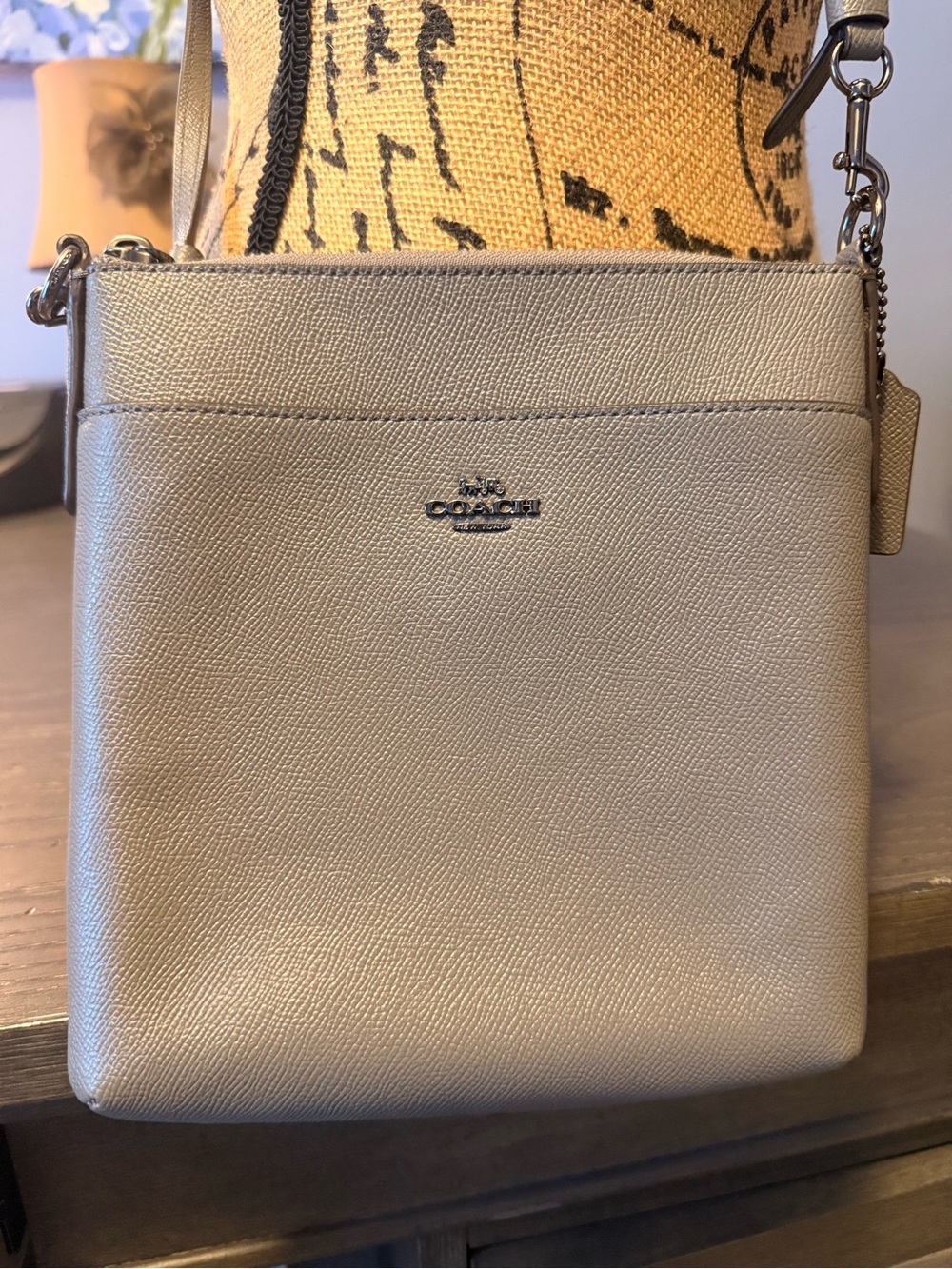Coach Metallic Silver/Taupe Crossbody Bag